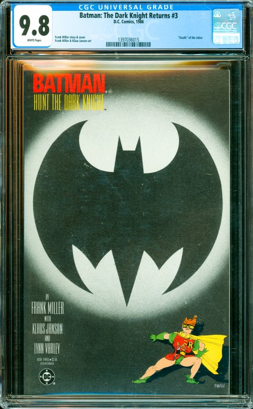 Batman: The Dark Knight Returns #3 CGC Graded 9.8 Death of the Joker.