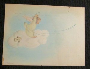 CHRISTMAS Angel Mary w/ Wins in Clouds 10x7.5 Greeting Card Art #1954