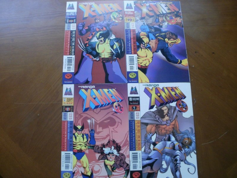 4 Near-Mint Marvel Imports X-MEN: THE MANGA Comic #3 #4 #7 #9 (1998) Yasue 