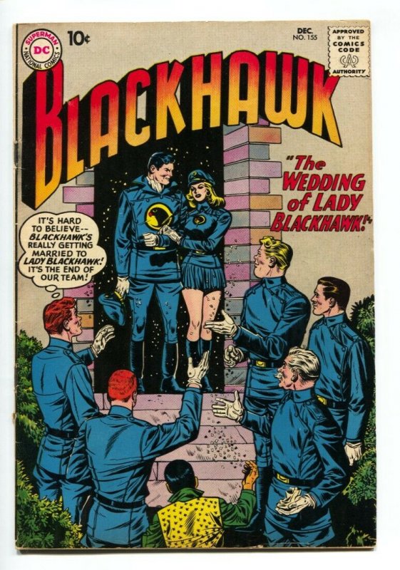 Blackhawk #155 1960-DC-Lady Blackhawk Wedding-killer shark story-VG+