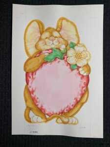 MOTHERS DAY Mouse with Strawberry & Flowers 9x13 Greeting Card Art #8088