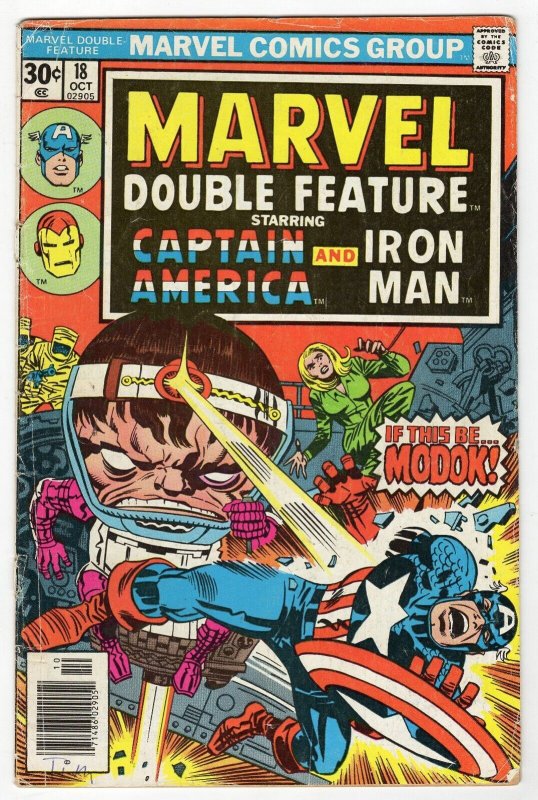 Marvel Double Feature #18 VINTAGE 1976 Marvel Comics Captain America Iron Man 