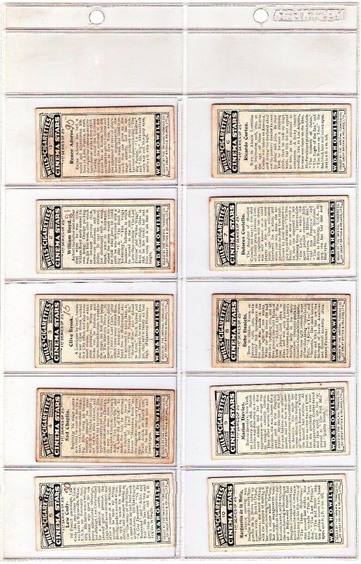 1928 Wills's Cigarettes - Cinema Stars Series 1 & 2- (Grade VG+-EX+) WH
