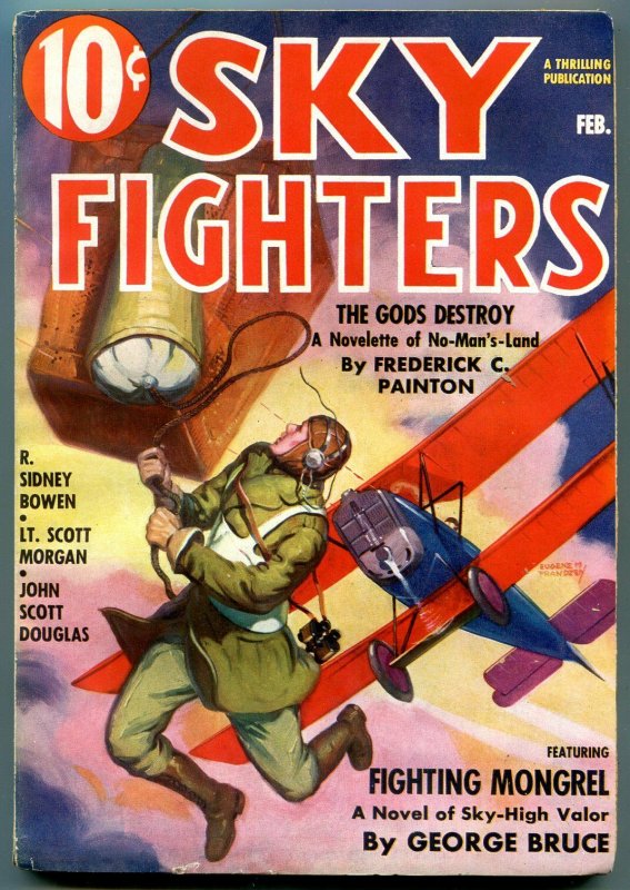 Sky Fighters Pulp February 1937- Fighting Mongrel- Frederick Painton VG/F