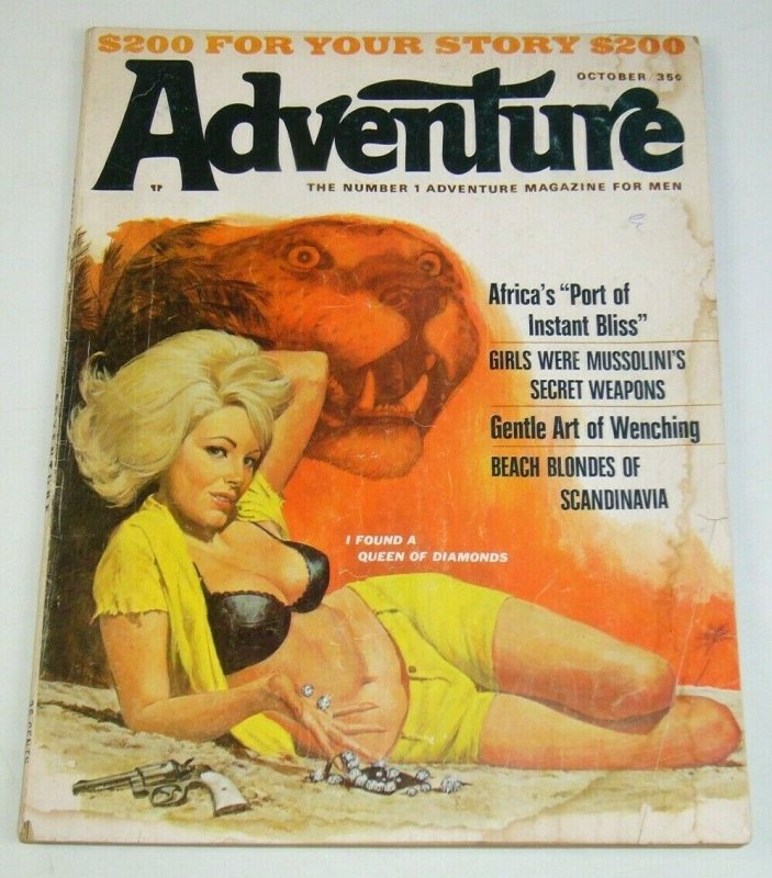 Adventure Magazine For Men vol. 143 #1 october 1966 mussolini's girls - pinups 