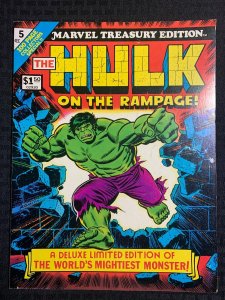 1975 HULK ON THE RAMPAGE Marvel Treasury #5 VG/FN 5.0 Origin Reprint