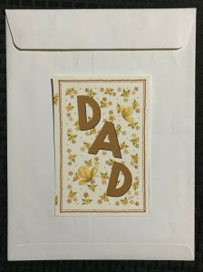 FATHERS DAY Dad Lettering w/ Yellow Butterflies 4.5x7 Greeting Card Art #FD731