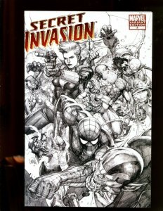 SECRET INVASION #7 (9.2) LEINIL SKETCH B&W VARIANT COVER! 2008~