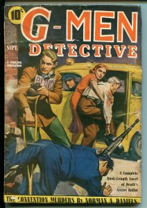 G-MEN DETECTIVE 09/1940-THRILLING-FBI-TOMMY GUN  COVER-HARD BOILED PULP-CRIME-vg