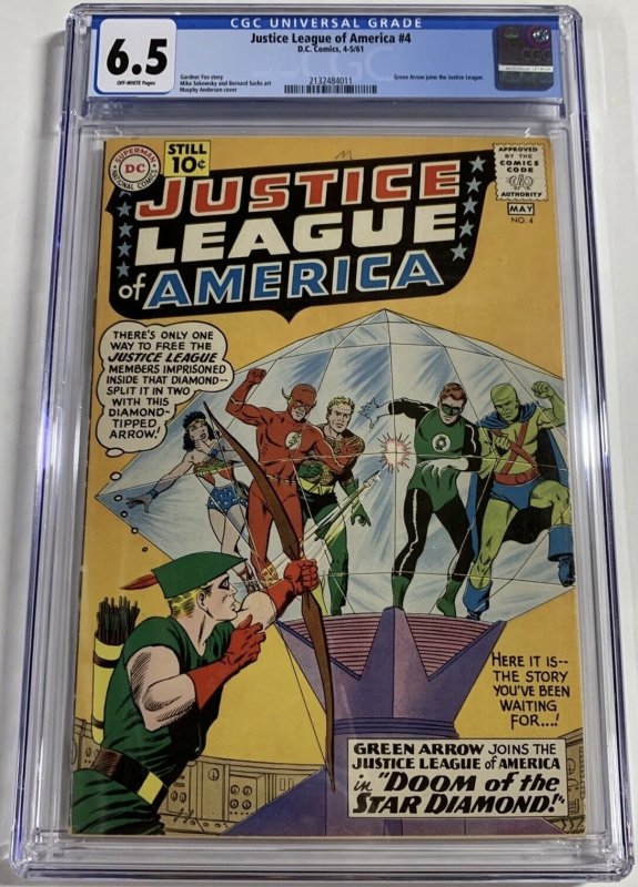 Justice League of America #4 (1961) CGC Graded 6.5 Green Arrow Joins JLA
