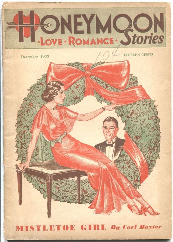 HONEYMOON STORIES #1--DEC 1933-SPICY ROMANCE & LOVE ART-VERY RARE PULP MAGAZINE