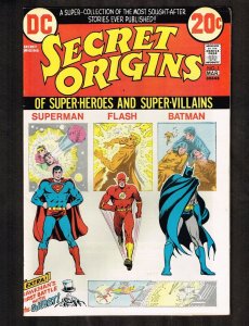 Secret Origins #1 ~~ 1973 Superman / Batman / Flash ~ (8.0) WH