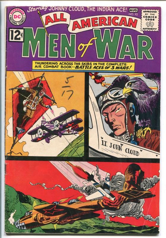 ALL-AMERICAN MEN OF WAR #92-1962-DC-SILVER AGE-BATTLE ACES OF 3 WARS-vg
