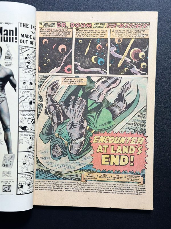 Giant-Size Super-Villain Team-Up #1 (1975) Dr Doom/Sub Mariner cvr VF/VF+!