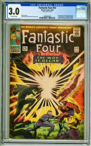 Fantastic Four #53 (1966) CGC 3.0 Tape on interior cover.