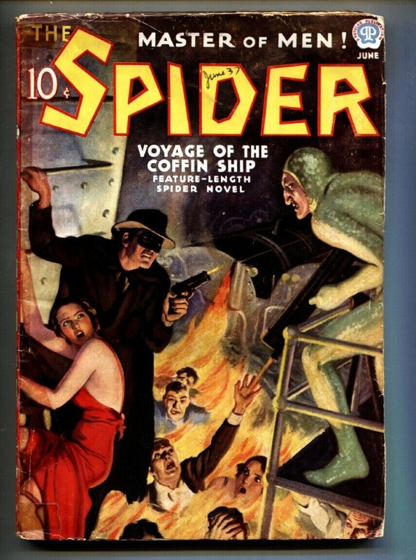Spider June 1937-Hooded menace GGA cover-Hero-Pulp Magazine