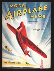 Model Airplane News 11/1939-The Folkerts Racer pulp style cover-Aviation-stor...
