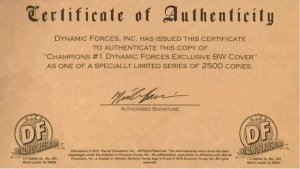 CHAMPIONS #1 DF EXCLUSIVE JOHN CASSADAY B&W SKETCH VARIANT  W/COA NM.