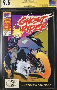 Ghost Rider (1990) V2 # 1 (CGC 9.6 SS) Signed & Sketch Javier Saltares* Marvel