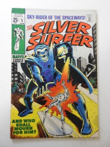 The Silver Surfer #5 (1969) GD+ Condition moisture stain, 2 in spine split