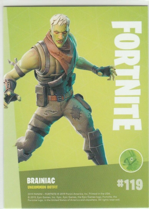 Fortnite Brainiac 119 Uncommon Outfit Panini 2019 trading card series 1