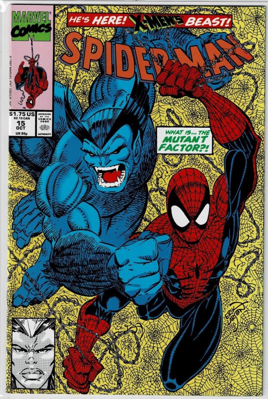 Spider-Man #15 (1991), NM- (9.2); Spider-Man and Beast team-up.