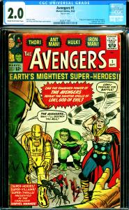 Avengers #1 CGC Graded 2.0 Origin and 1st Appearance of the Avengers