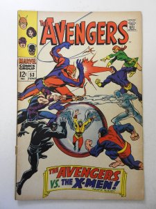 The Avengers #53 (1968) VG Condition cover and 1st wrap detached bottom staple