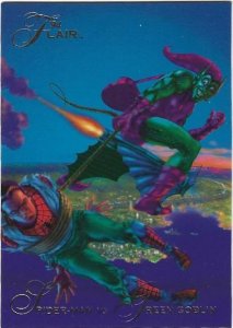 1994 Flair Marvel Card #22 Spider-Man vs Green vs Green Goblin