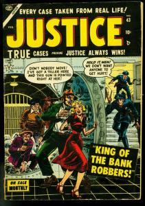 Justice #43 1954- Atlas Crime Comic- Bank Vault robbery- VG
