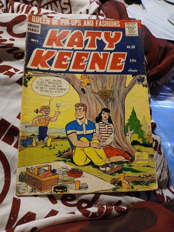 Katy Keene 34 Silver Age May 1957 Mickey Mantle Ad Baseball Cover by Bill Woggon