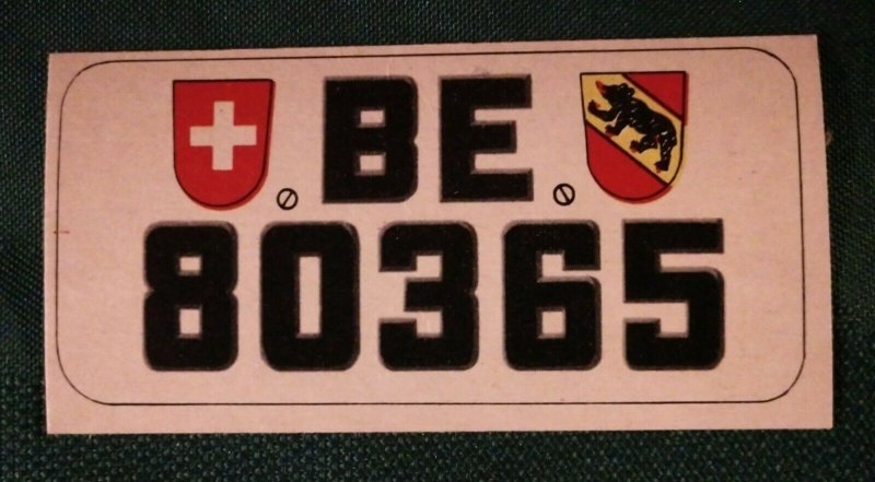 Topps Vintage License Plate Trading Card #53~Canton of Berne~Switzerland