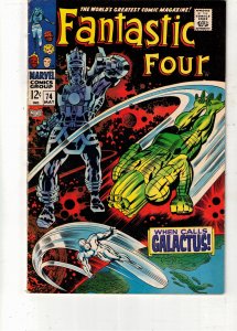 Fantastic Four #74 1968 VF Jack Kirby, Galactus, Silver Surfer COVELL CERTIF WOW