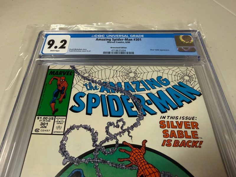 Amazing Spider-Man 301 CGC Graded 9.2 Marvel Comic Book Newsstand McFarlane JH31