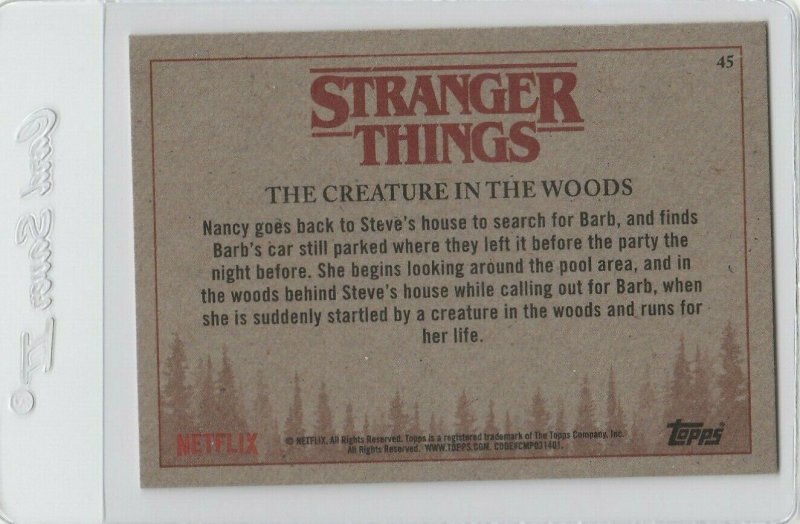 Stranger Things The Creature In The Woods 45 Topps Netflix 2018 Season One card