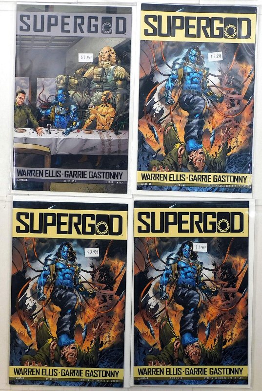 Warren Ellis' Supergod Lot of 4 #5 B, 4 C x3 (2010) Avatar Press Var Comic Books