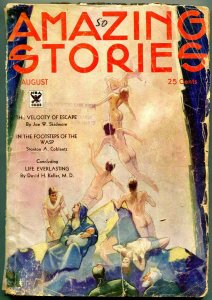 Amazing Stories Pulp August 1934- Bare breasted cover- Joe Skidmore F/G