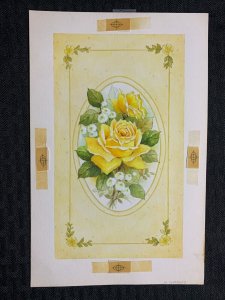 HAPPY MOTHERS DAY Yellow & White Flowers in Oval 6x9 Greeting Card Art #8019