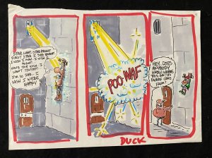 Duck Edwing Original color comic gag art - MAD Magazine