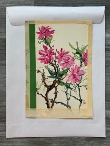 ON YOUR ANNIVERSARY Pink Flowers on Branch 6x9 Greeting Card Art A1783