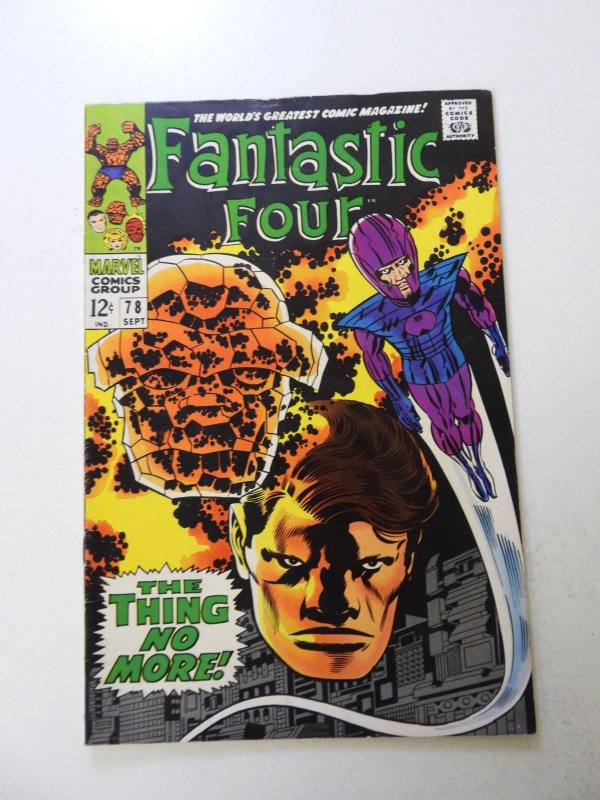 Fantastic Four #78 (1968) VG+ condition top staple detached from cover