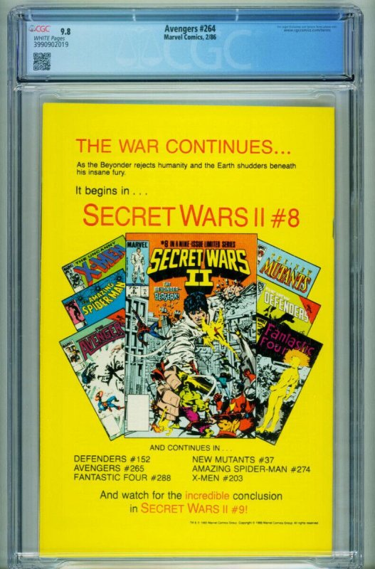 AVENGERS #264 CGC 9.8-YELLOWJACKET-comic book-3990902019