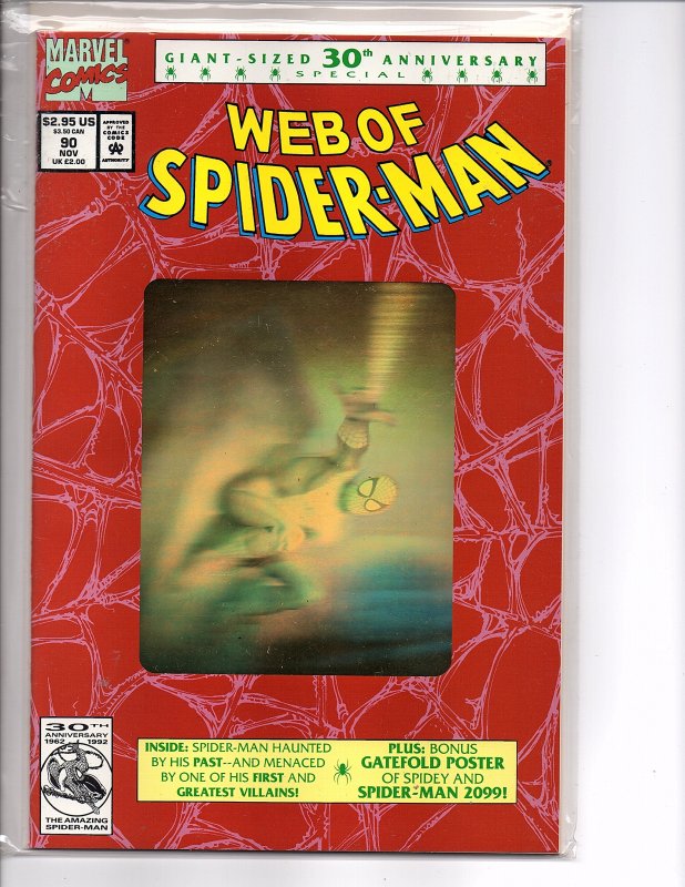 Marvel Comics (1985) Web of Spider-man #90 2nd Print Gold Hologram Cover