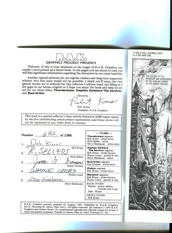 R.A.K. Proudly Presents #0 - Ashcan Promo Signed 5x LTD 2000 (7.0/7.5) 1987