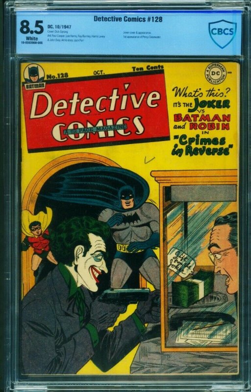 DETECTIVE COMICS #128-CBCS 8.5-Joker cover-HIGH GRADE-1947