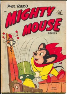 Mighty Mouse #54 1954-St John-circus cover-history of MM family-VG