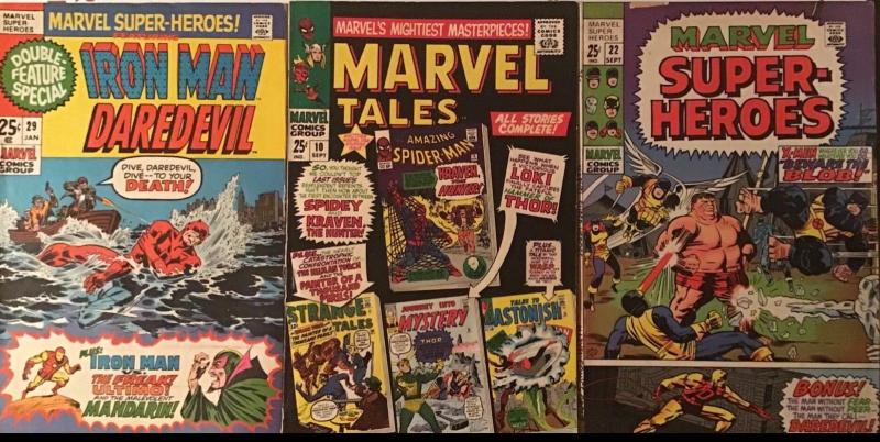 MARVEL TALES #10, MARVEL SUPERHEROES #22 & #29.3 BOOK LOT 1967-1969