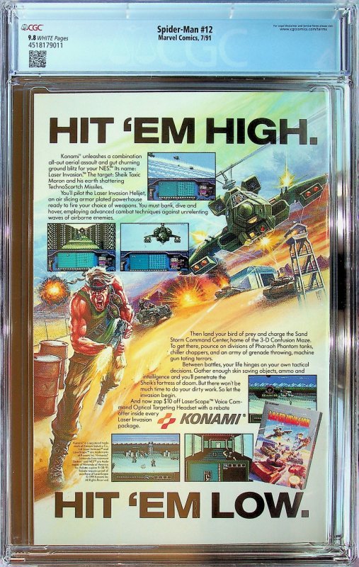 Spider-Man #12 Direct Edition (1991) - CGC 9.8 - Cert#4518179011