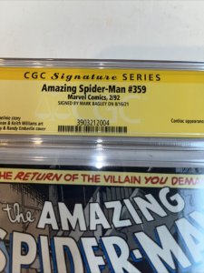 Amazing Spiderman (1992) #359 (CGC SS 9.8 WP) | Signed Mark Bagley