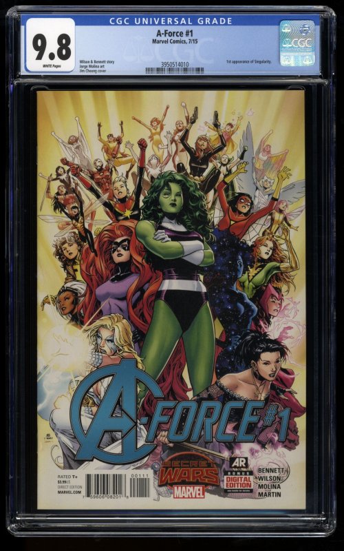A-Force #1 CGC NM/M 9.8 White Pages 1st Singularity!